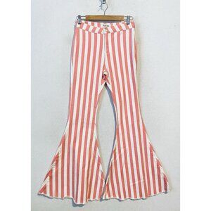 Peach Love California Pink and White Striped Flare Jeans